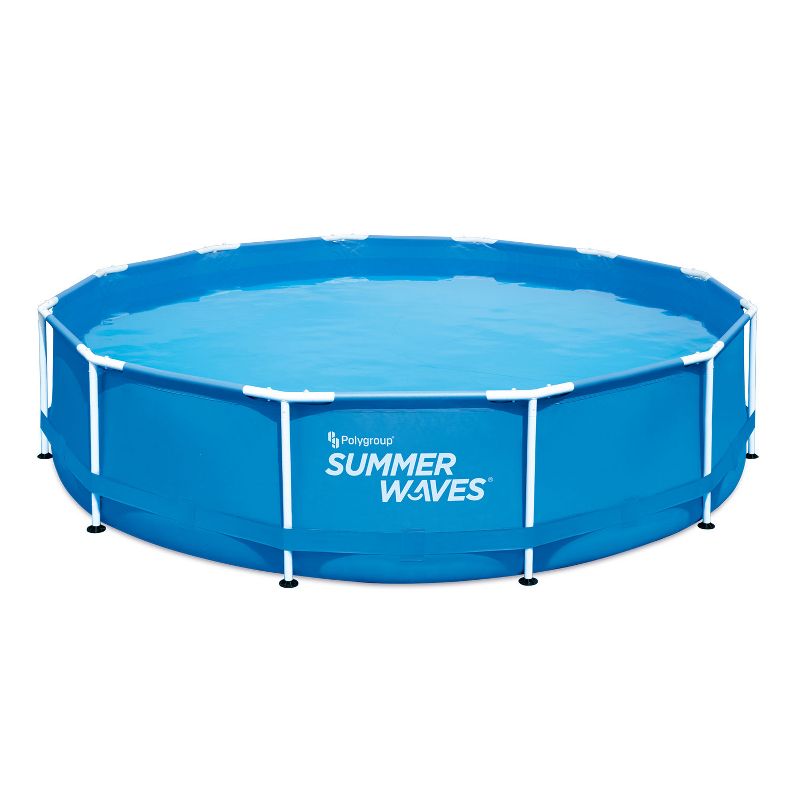 Summer Waves P2001230A156 Active Metal Frame 12ft x 30in Round Above Ground Swimming Pool Set with SkimmerPlus Filter Pump