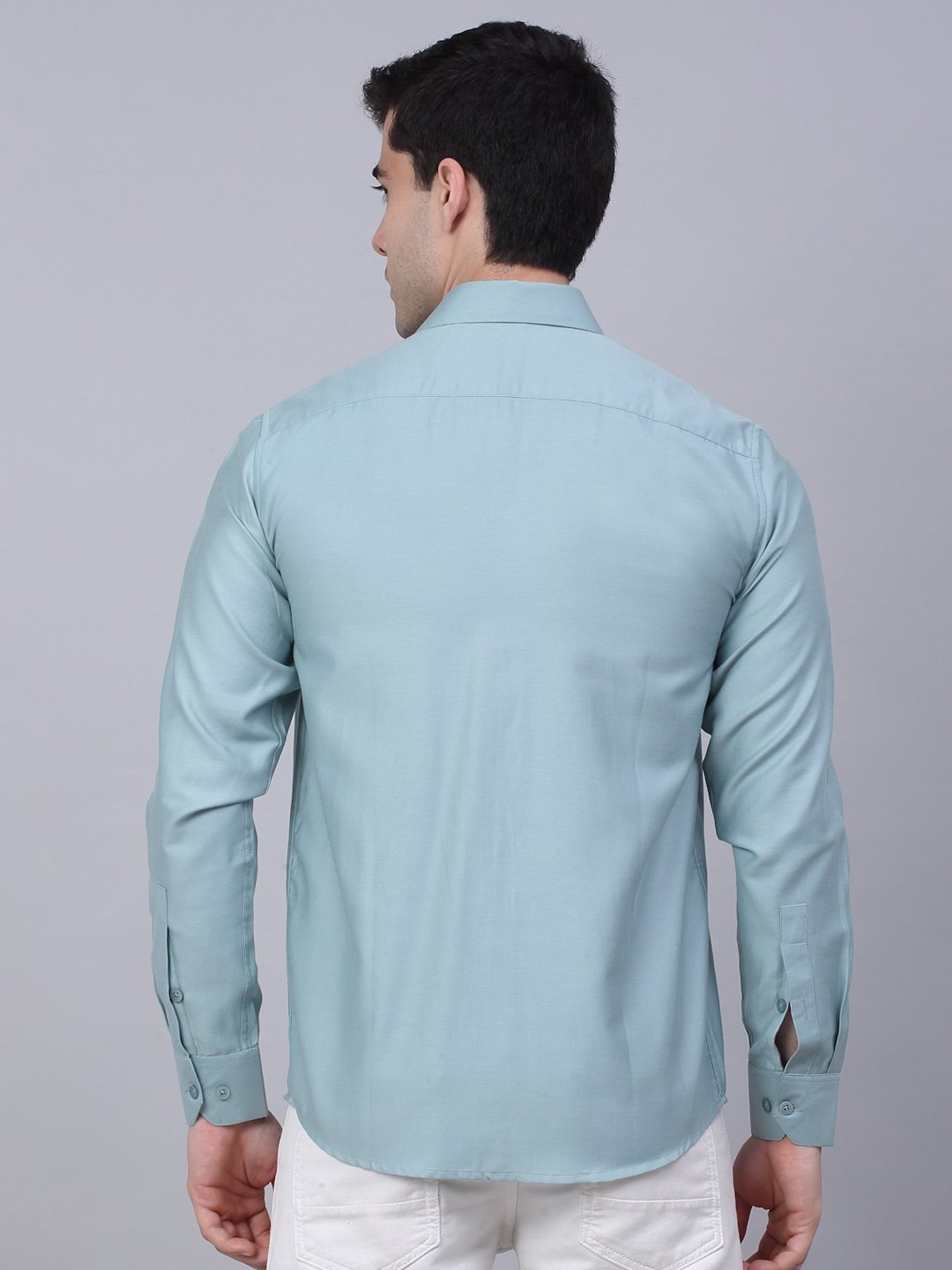 Jainish Dusty Blue Regular Fit Printed Shirt