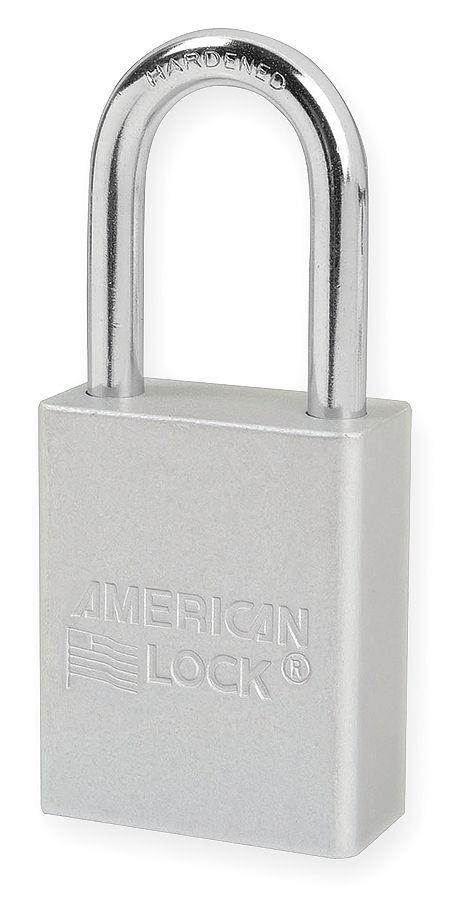 Anodized Aluminum Padlock, Silver, Key Alk