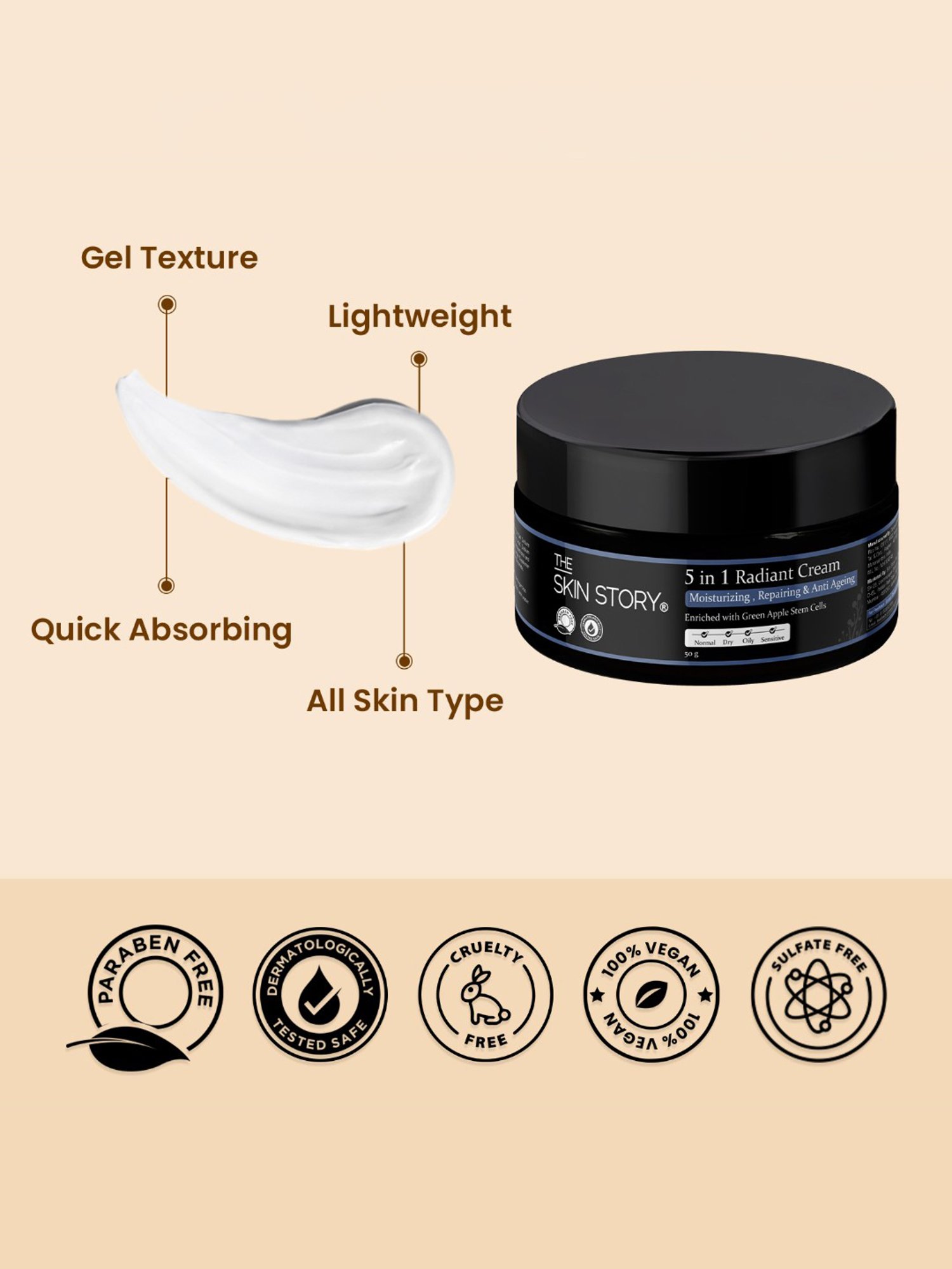 The Skin Story Green Apple Stem Cells 5 in 1 Radiant Cream - 50 gm