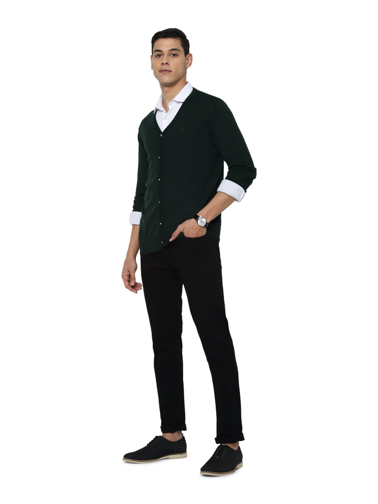 Allen Solly Green Regular Fit Cardigan