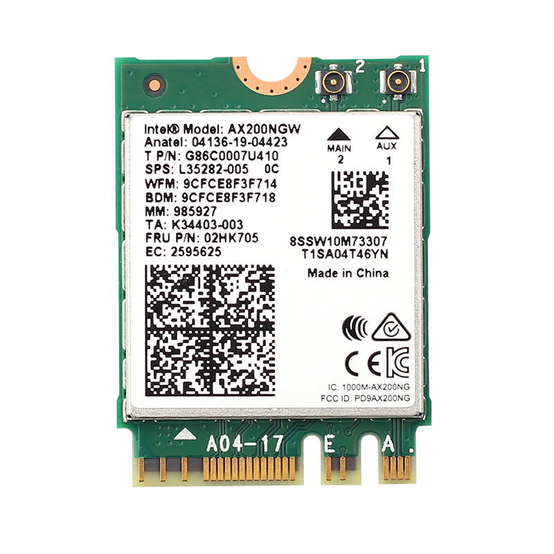 3000Mbps Dual Band Wi-Fi 6 Intel AX200 Gig+ Desktop Kit Bluetooth 5.1 For M.2 2230 Key E Wireless Adapter AX200NGW NGFF Network Card, 2.4Ghz/5Ghz, 802.11ax/ac, Support MU-MIMO, OFDMA, Windows 10