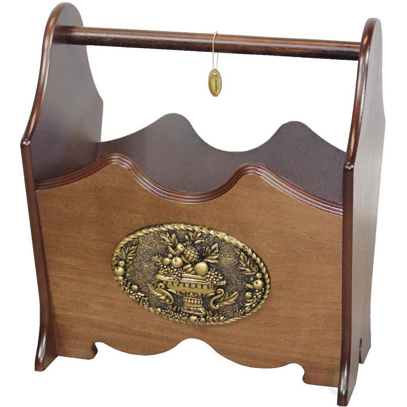 Uniquewise Classic Wood Magazine Rack with Gold Plaque