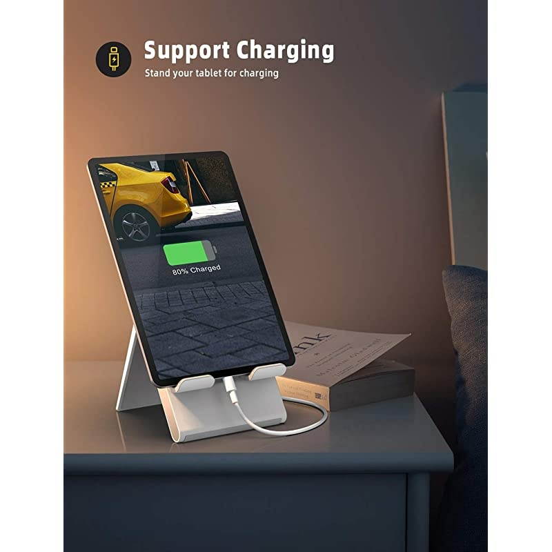Adjustable Tablet Stand Holder - Foldable Desktop Stand Charging Dock for Desk Compatible with iPad Air Mini Pro 9.7,12.9, Phone 11 XS Max XR X Plus Samsung S10 S9 S8 Smartphones(4-13&rdquo;)