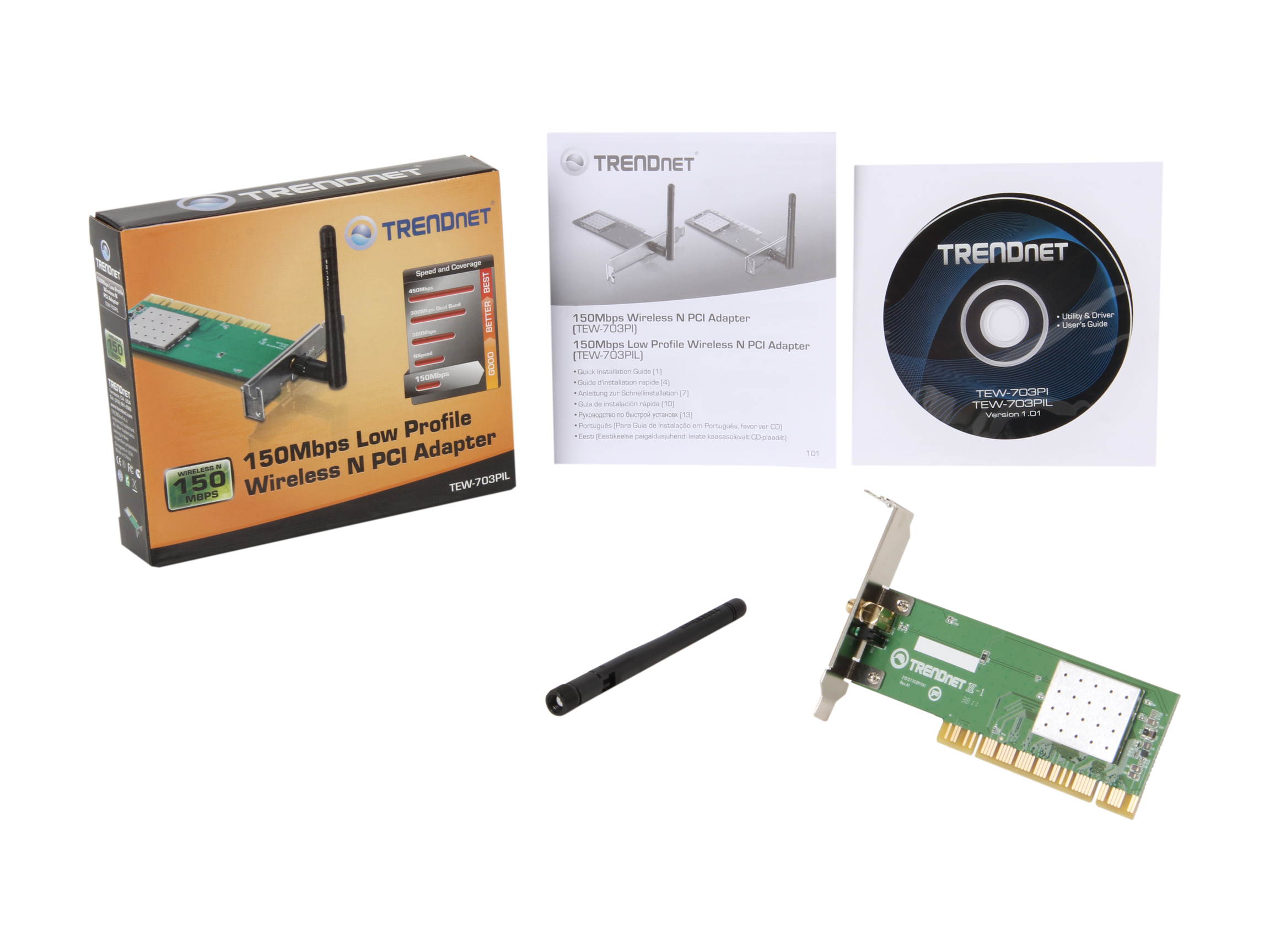 TRENDnet TEW-703PIL 32bit PCI 2.1 Low Profile N150 Wireless Adapter