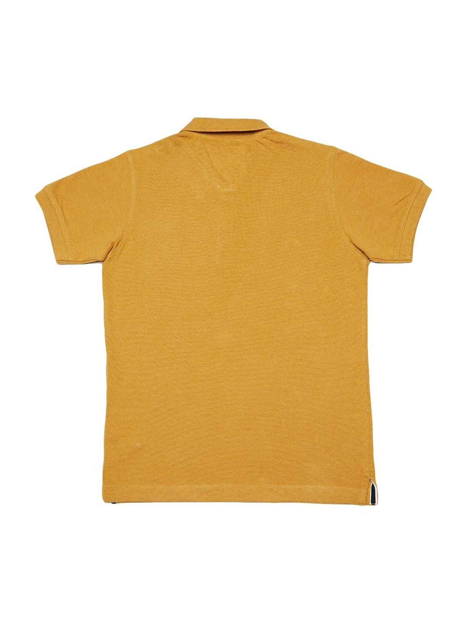 Octave Kids Mustard Melange Cotton Polo T-Shirt