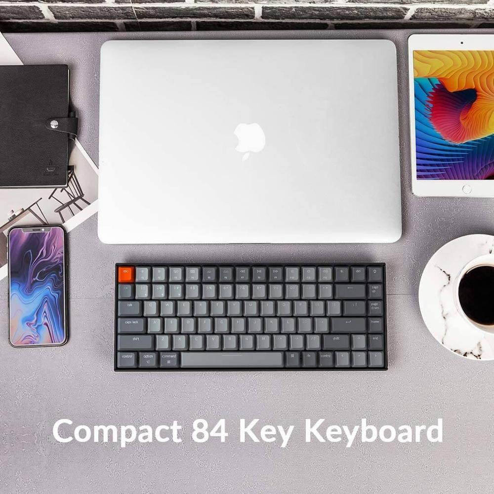 Keychron K2 A V2 Bluetooth Mechanical Keyboard w/ Gateron Red Switch/White LED Backlit 84 Key Wireless Keyboard for Mac Windows