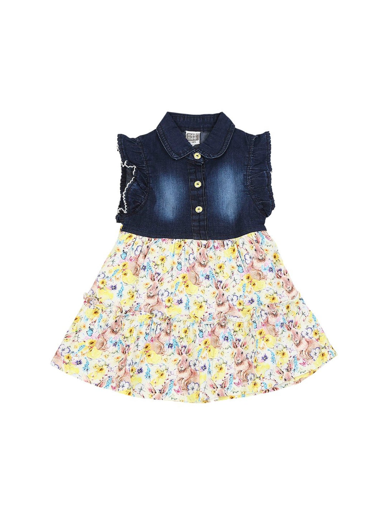 Mee Mee Kids Blue & White Printed Dress