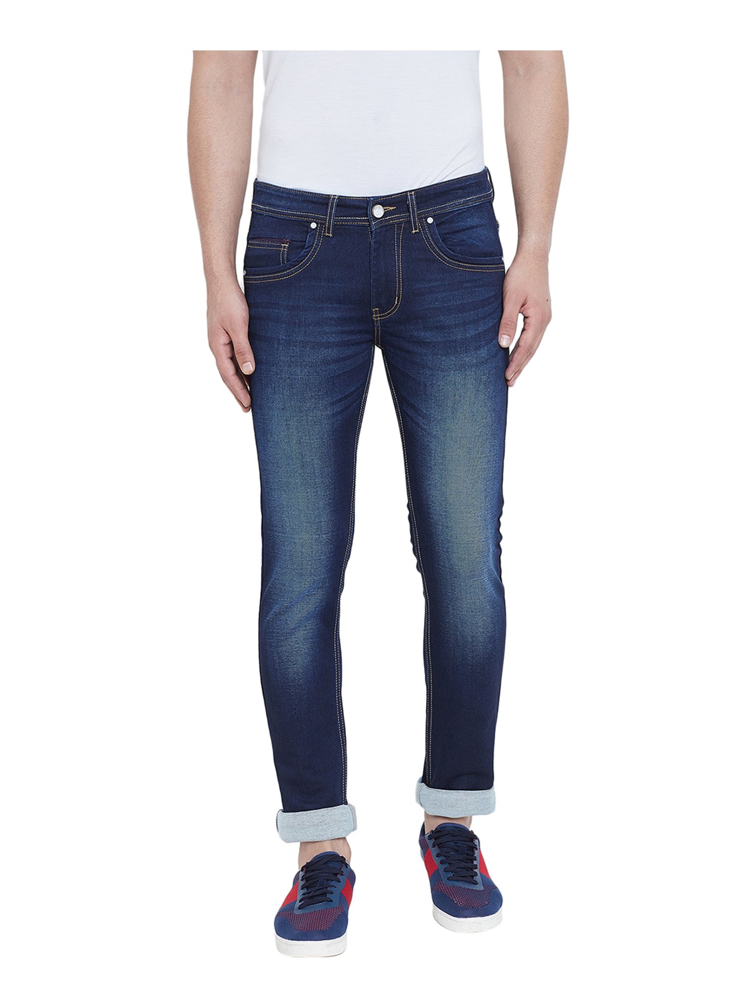 Duke Dark Blue Slim Fit Lightly Washed Jeans
