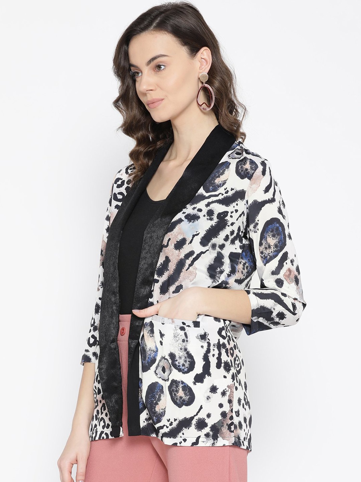 Erotissch Off-White & Black Animal Print Lounge Jacket