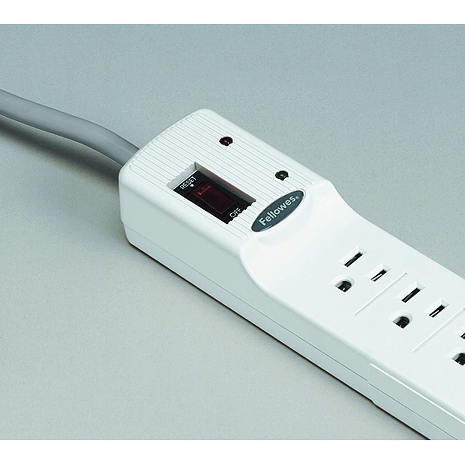 Fellowes 7-Outlet Office/Home Surge Protector, 6 Foot Cord, 840 Joules (99004)