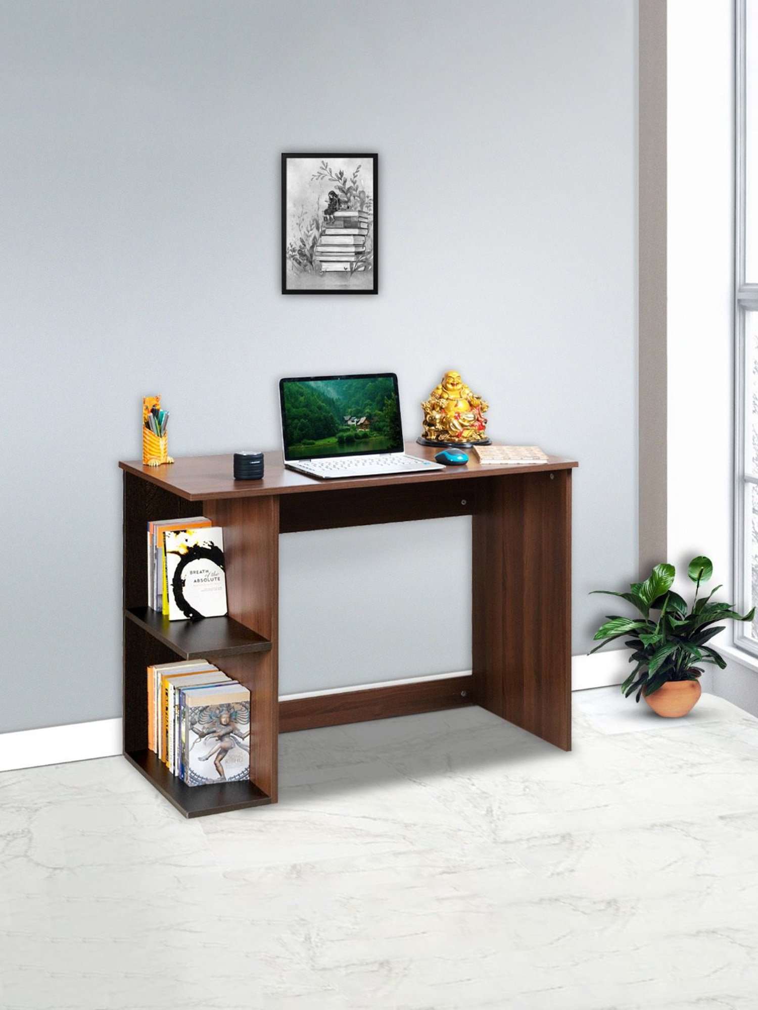 Delite Kom Valor Acacia Dark Beige Engineered Wood Free Standing Study Table
