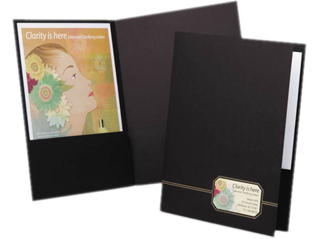 Oxford 04161 Monogram Series Business Portfolio, Premium Cover Stock, Black/Gold, 4/Pack