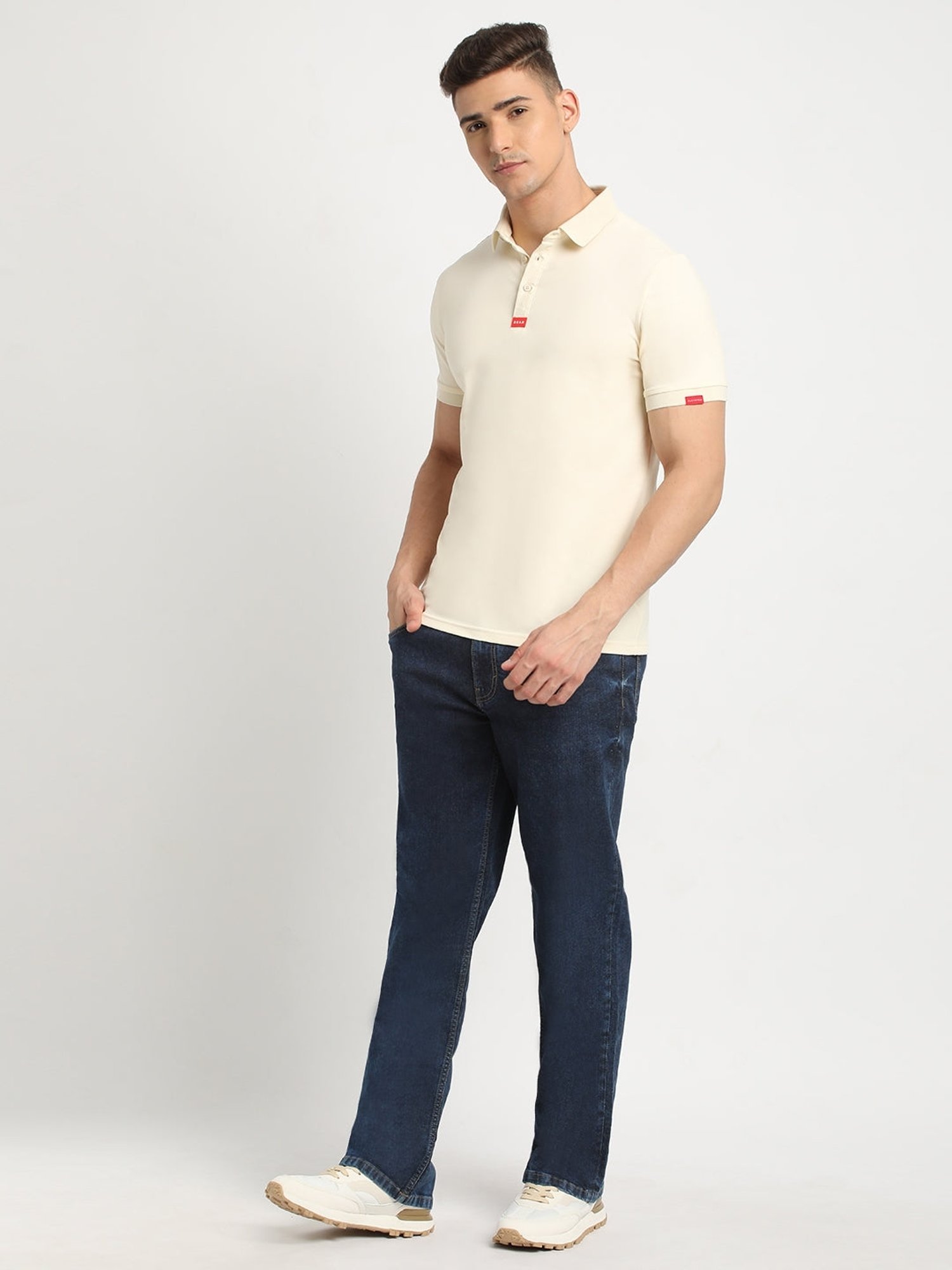 The Bear House Cream Slim Fit Polo T-Shirt