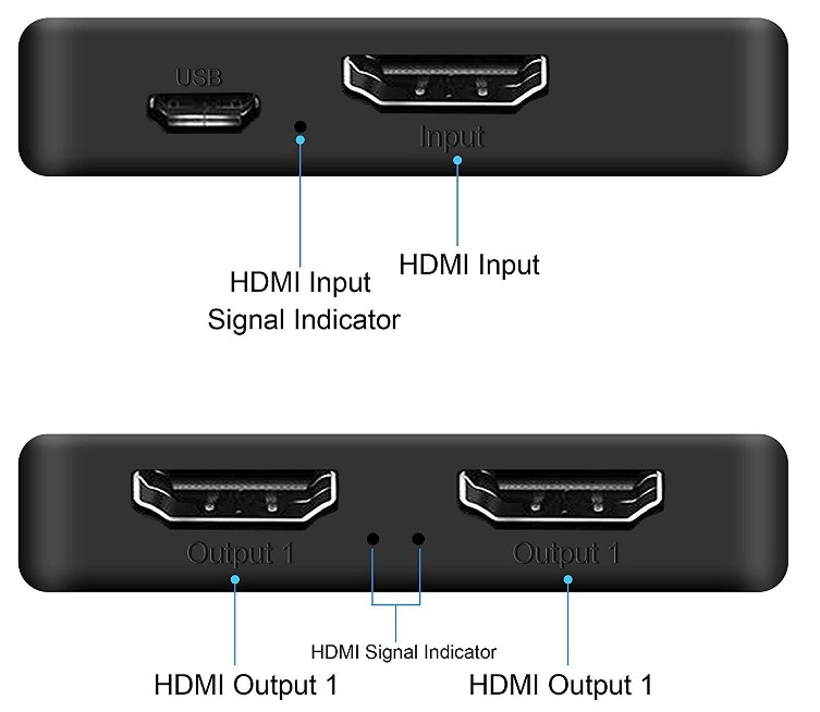 Hdmi 2.0 Distributor HDMI 1 to 2,HDMI 1 in 2 out 4K 60Hz hdcp2.2 Splitter