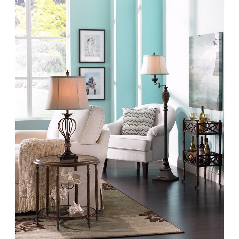 Kathy Ireland Villa Roma Open Cage Marble Accent Table Lamp