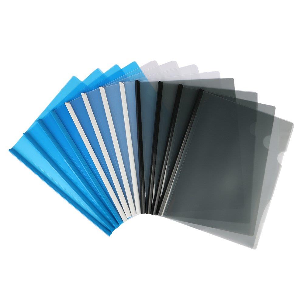 Eagle Plastic Clear Sliding Bar File Folder, Report Cover, Portfolio Folder, Letter Size, 12 Counts, Assorted Colors