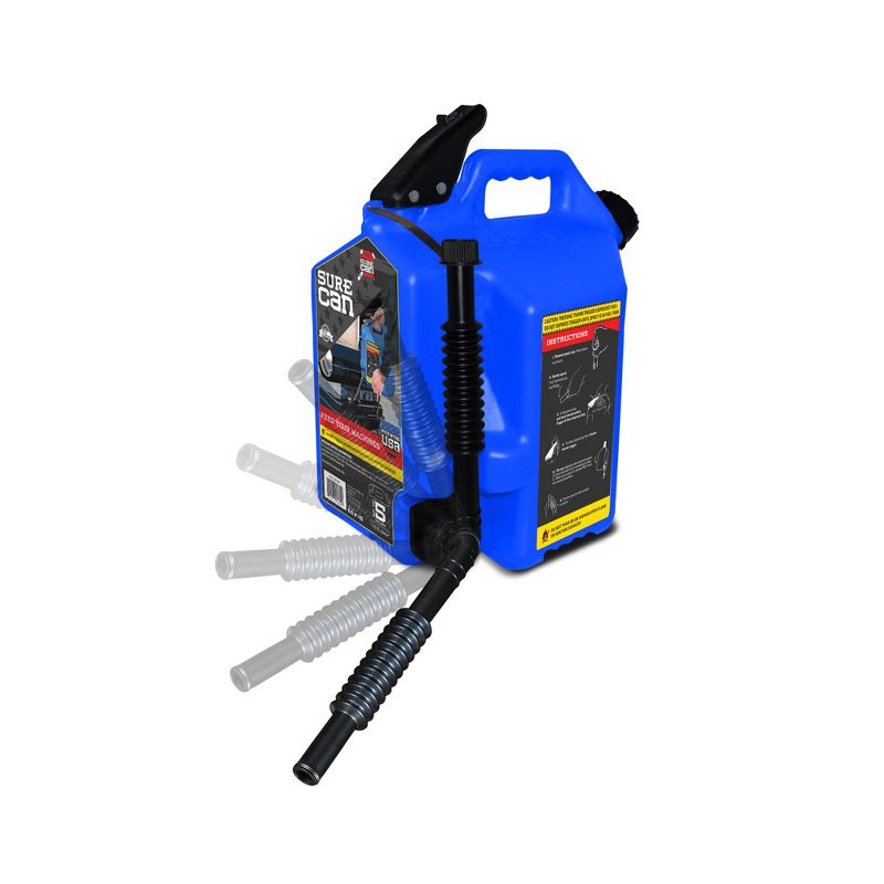 SureCan 5 Gallon 19 Liter Self Venting Kerosene Fuel Can w/ Rotating Spout, Blue