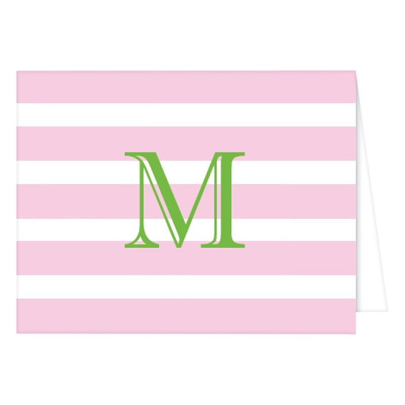 "M" Monogram Cabana Stripe Folded Notes Light Pink