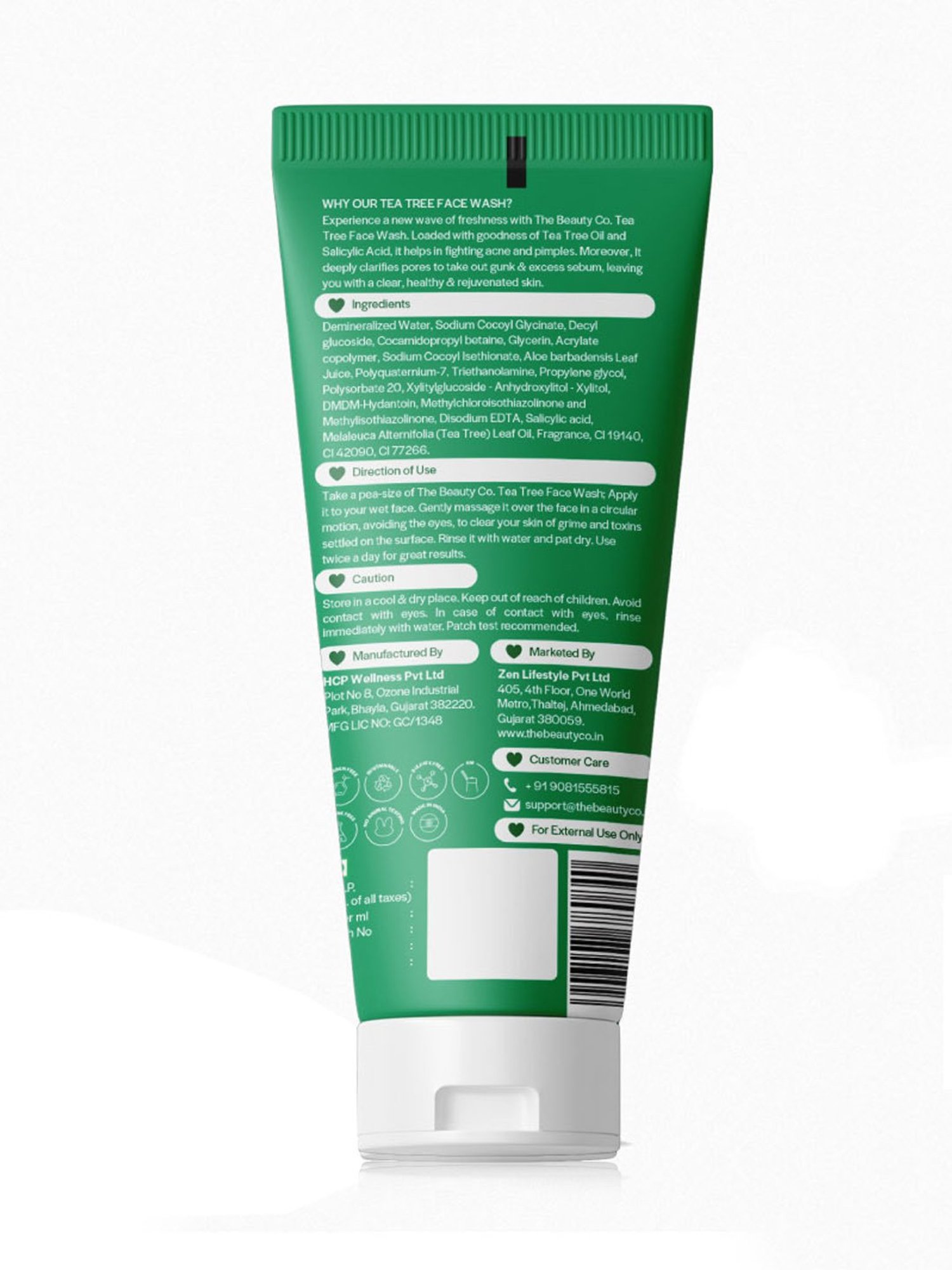 The Beauty Co. Tea Tree Face Wash with Salicylic Acid For Anti Acne - 100 ml
