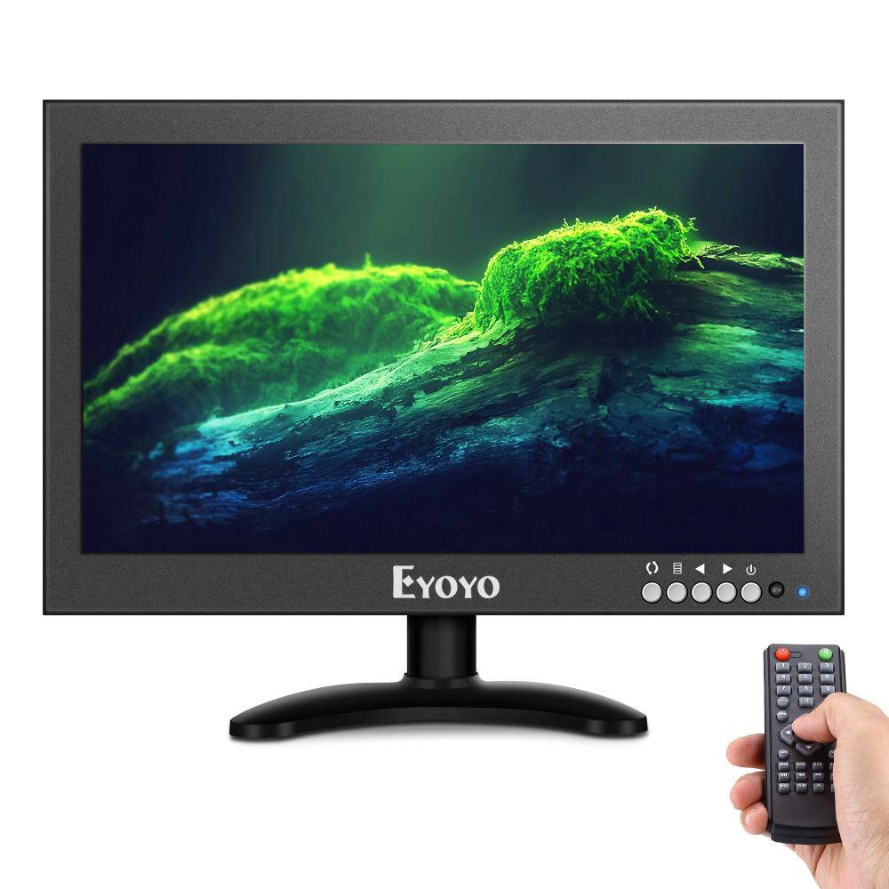 Eyoyo 12" HDMI IPS Monitor, 1366x768 170&deg; wide viewing Metal Housing LED Screen Support HDMI/VGA/AV/BNC Input Video Audio Built-in Speakers With Wall Bracket&Remote Control for PC CCTV Security Camera