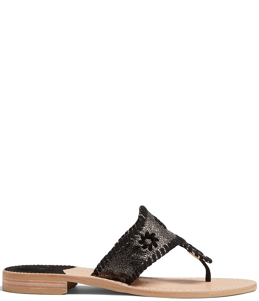 Jack Rogers Jacks Crackled Metallic Leather Thong Sandals
