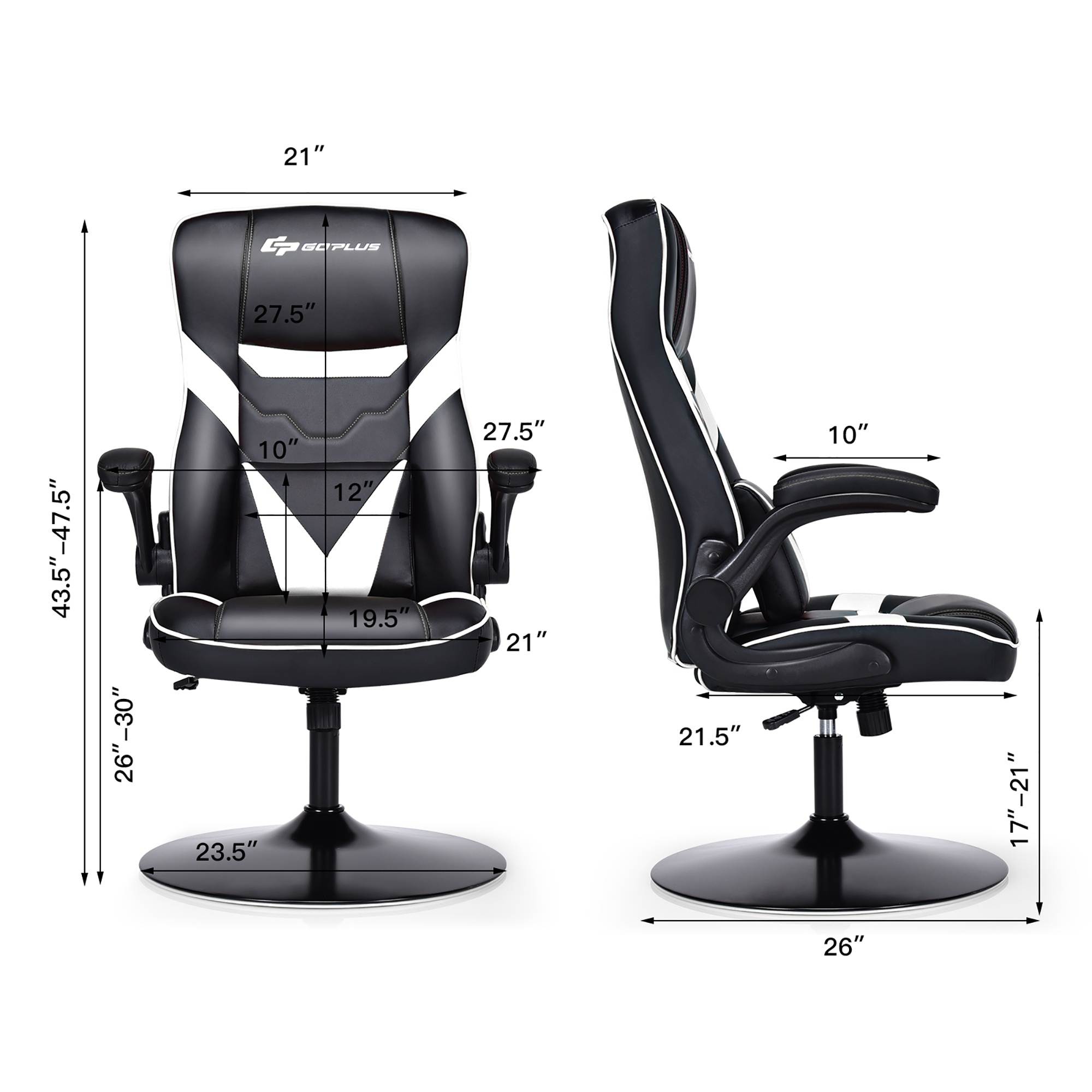 Goplus Rocking Gaming Chair Height Adjustable Swivel Racing Style Rocker White