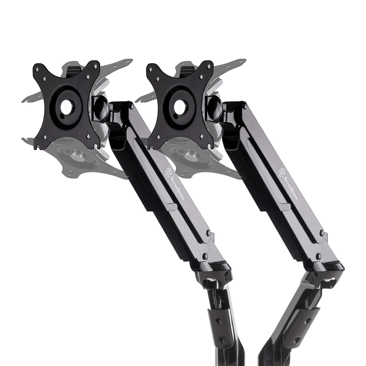 SilverStone Technology ARM21B Dual Vesa Monitor Riser Arm Mount for 2 Monitors up to 36" and 9Kg Each (Acer and Asus Monitor Compatible) (SST-ARM21B)