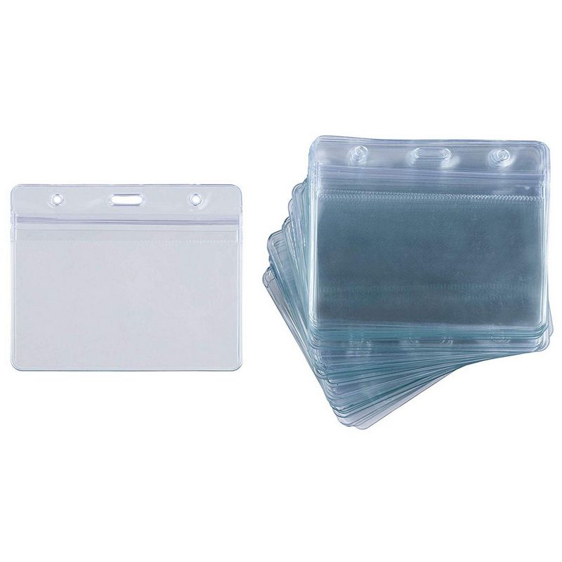 Badge Holder - 100-Pack Clear Plastic, Resealable Name Tag Holder, 4 x 3 Inches