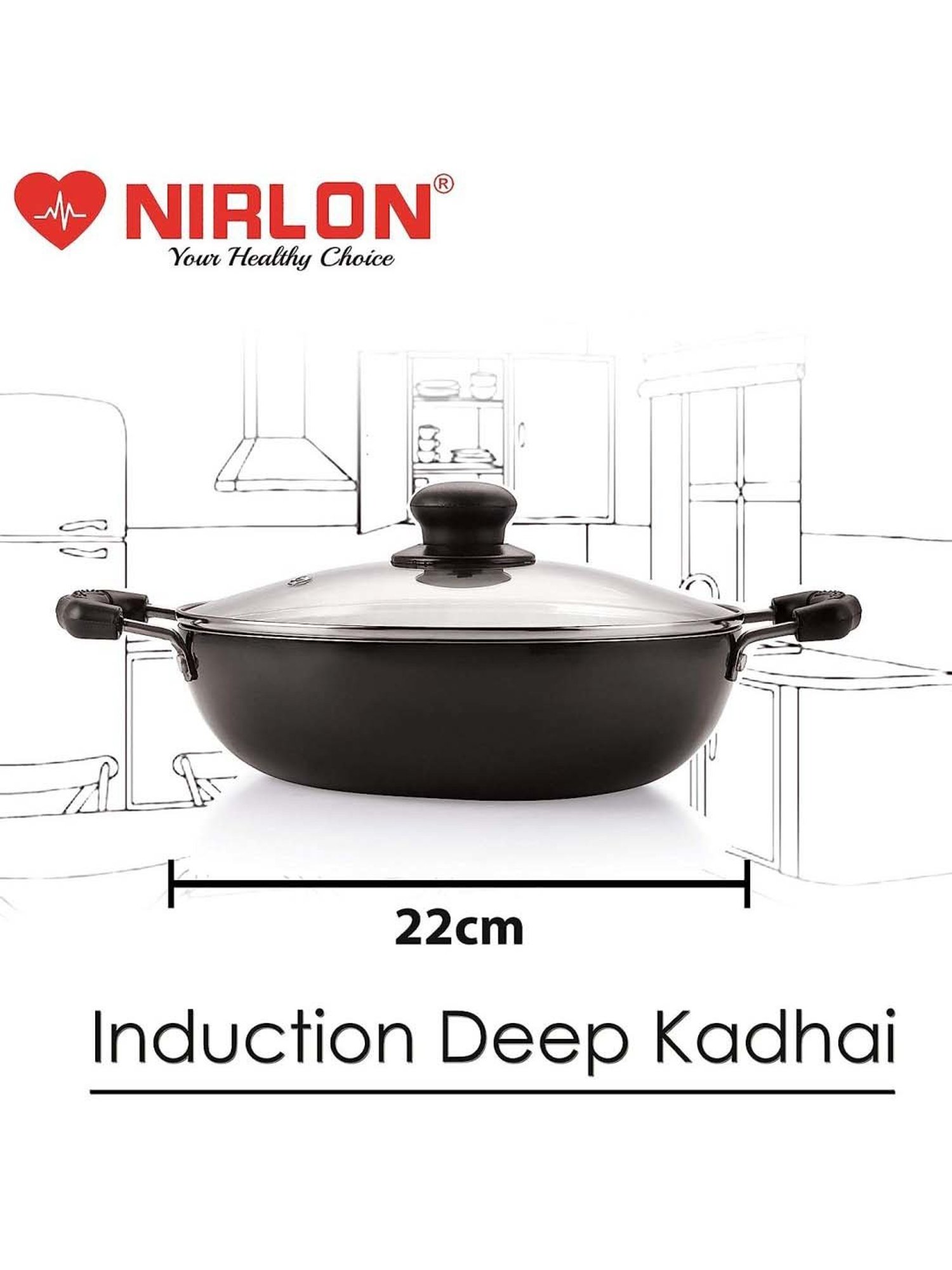 ALLO Silver Stainless Steel Induction Friendly Triply Kadhai (3 L)