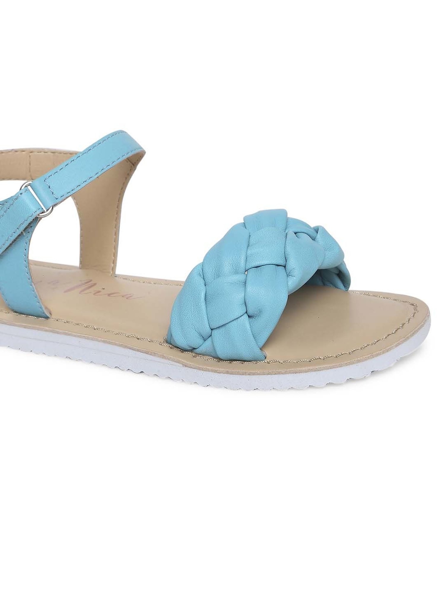 Aria Nica Kids ALICE Turquoise Blue & Beige Ankle Strap Sandals