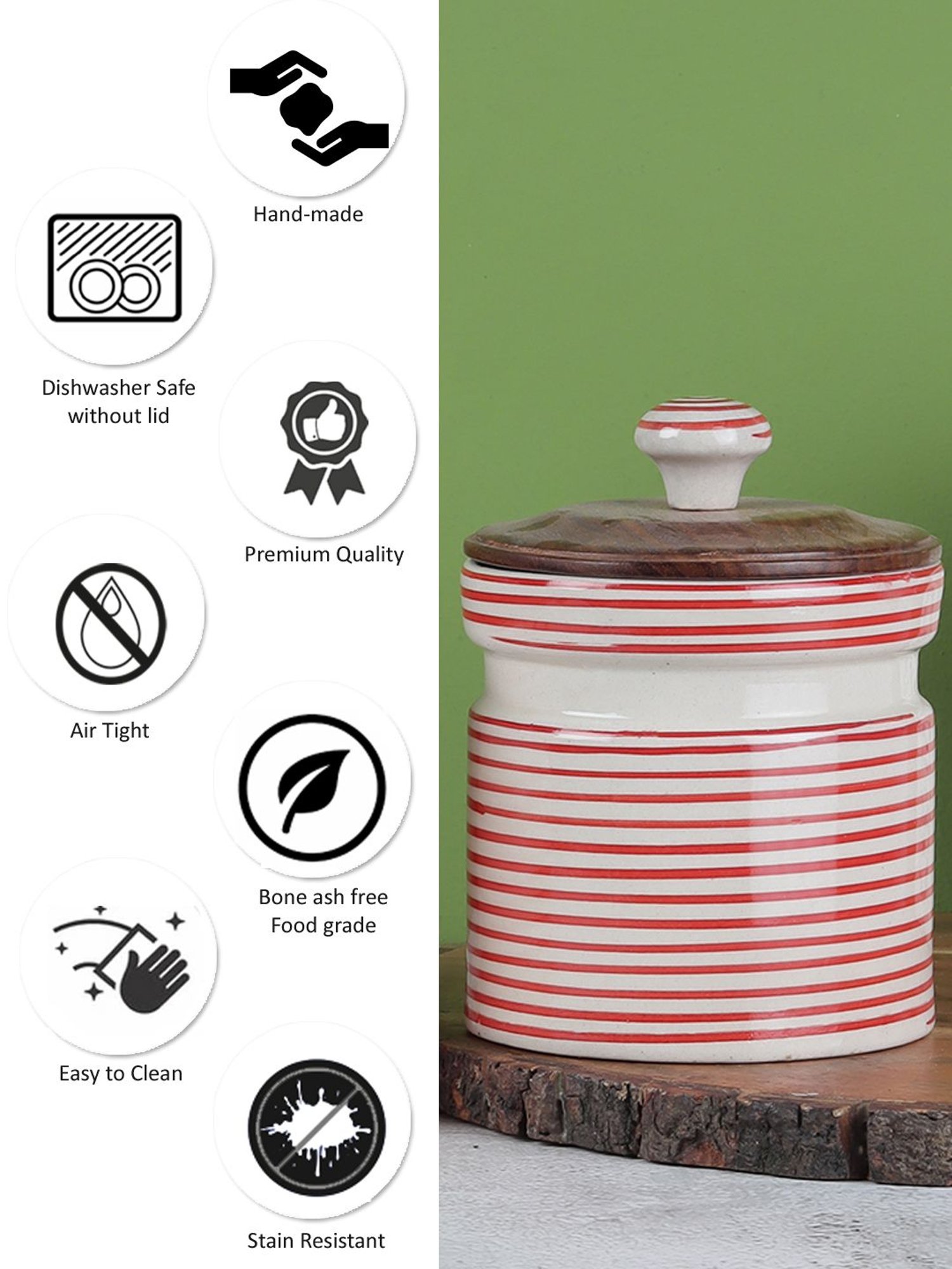 VarEesha Red Ceramic Cylindrical Jars - Set of 2