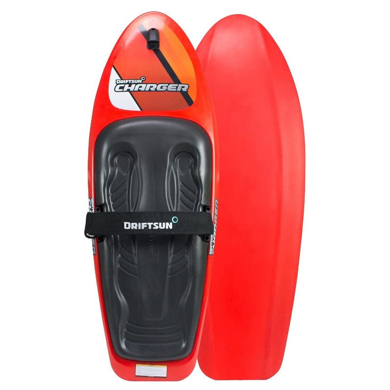 Driftsun DS-KB-CH Water Sports Charger Kneeboard for Boating with Hook, Knee board for Lake or Beach, 54 x 20 Inches Rounded &ldquo;V&rdquo; Shape Hull, Red