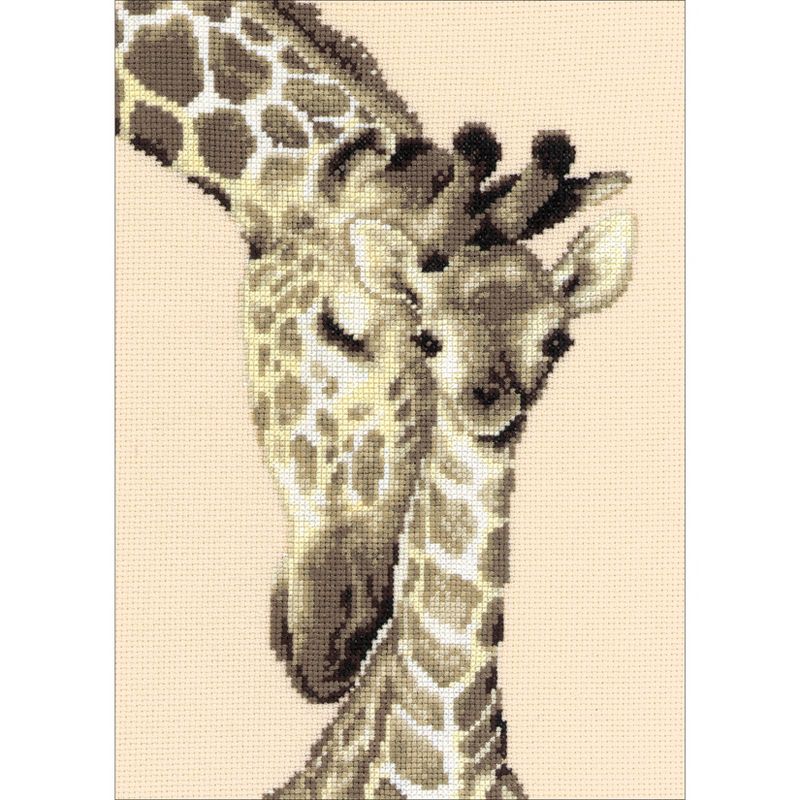 Vervaco Counted Cross Stitch Kit 7.5"X11.25"-Giraffe Family On Aida (14 Count)
