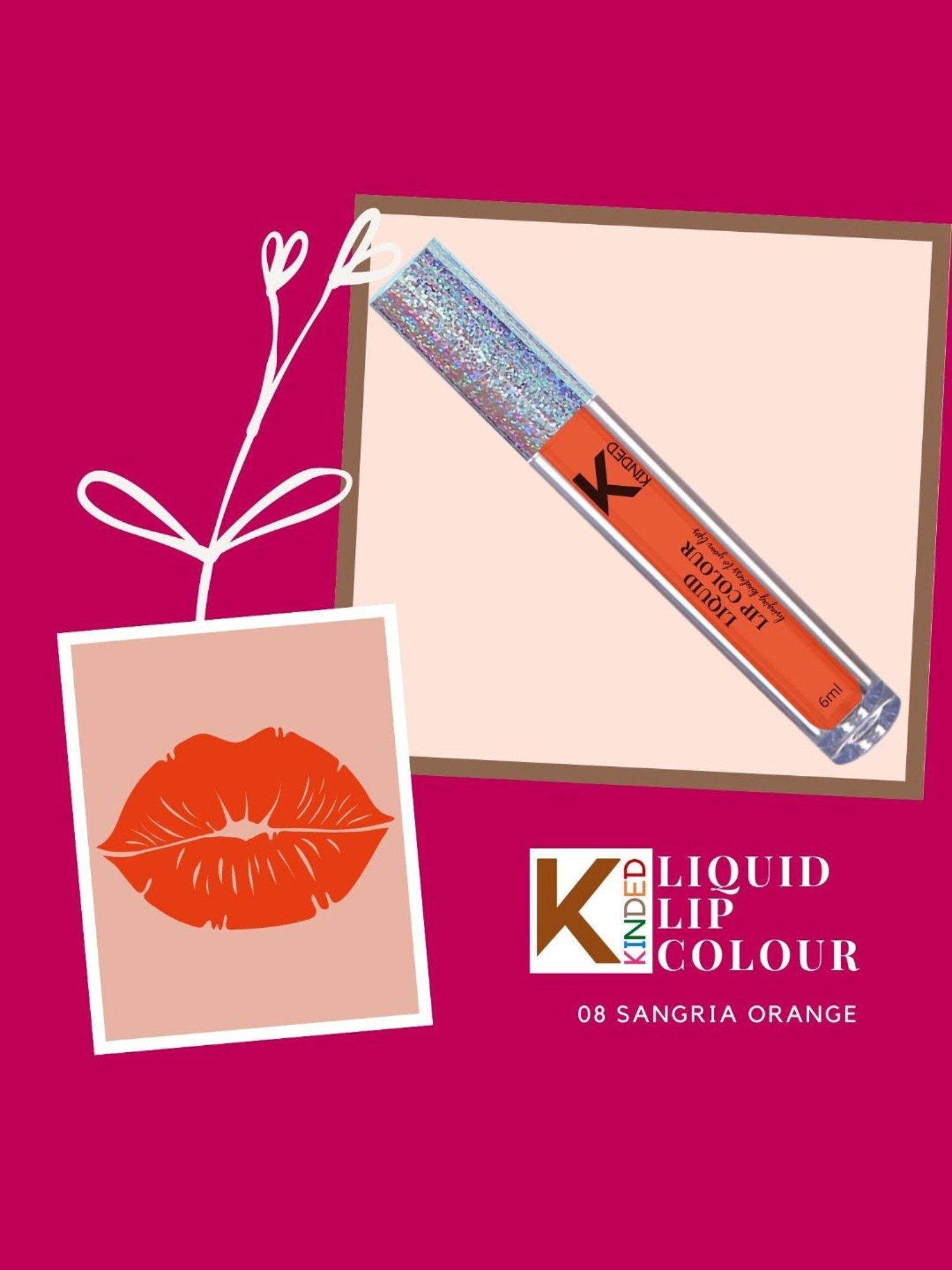 KINDED Liquid Lip Colour 06 Brown Temptation & 08 Sangria Orange Combo