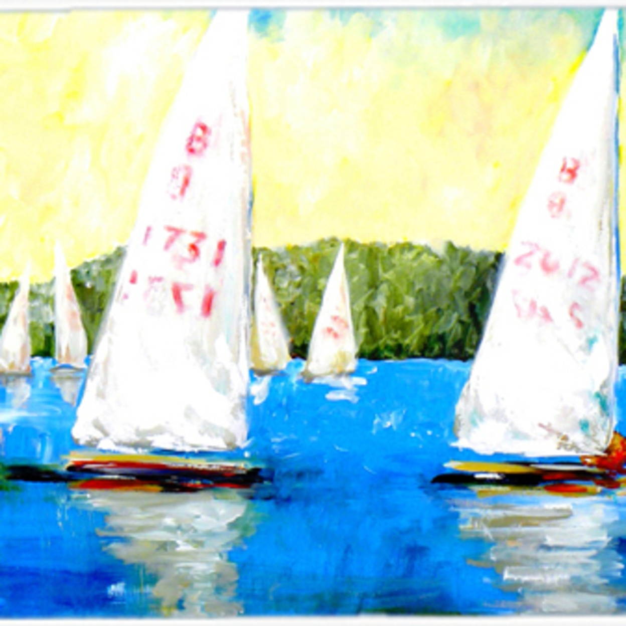 Sailboats Round the Mark Mouse Pad, Hot Pad or Trivet