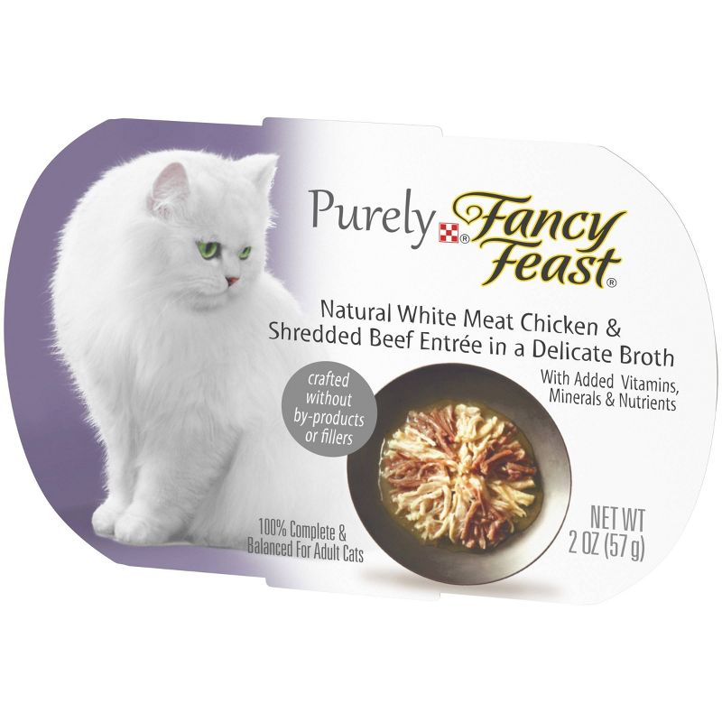 Purina Fancy Feast Purely Gourmet Wet Cat Food White Meat Chicken & Shredded Beef Entrée in a Delicate Broth - 2oz