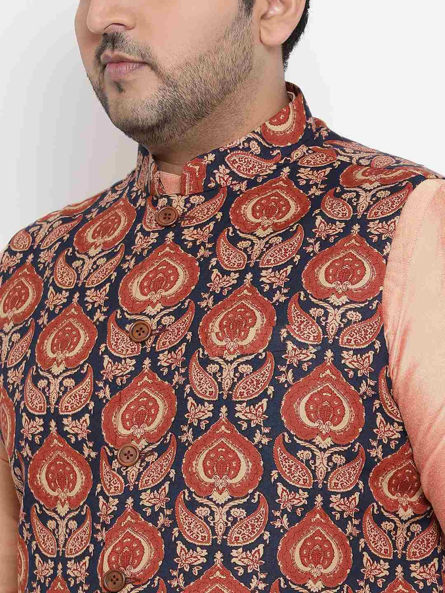 KISAH PLUS Multicolored Regular Fit Printed Nehru Jacket