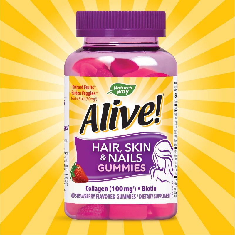 Nature's Way Alive Hair Skin Nails Gummy - Strawberry - 60ct