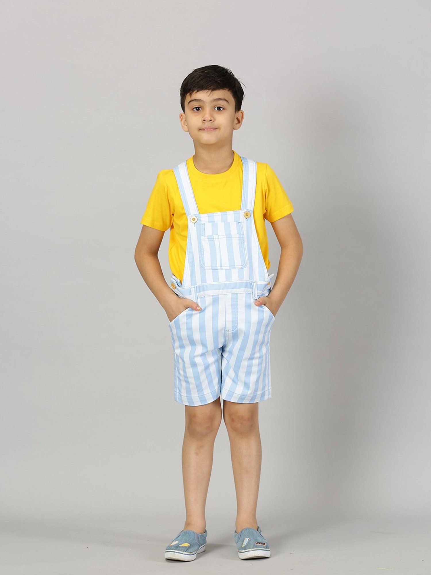 Kiddopanti Kids Blue Solid Dungaree