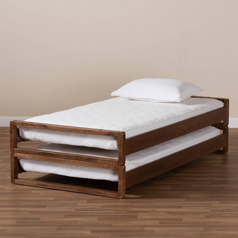 King Klara Wood Expandable Bed Frame Walnut - Baxton Studio