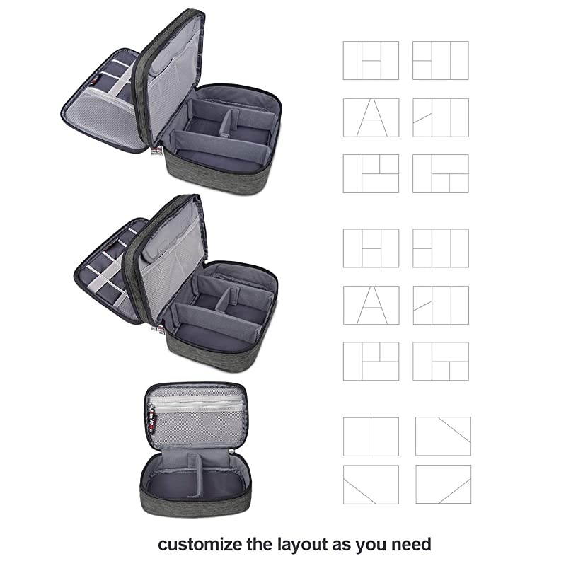 3Pcs Universal Travel Cable Organizer Electronics Accessories Carry Bag for Cables, Cord, USB Flash Drive, Battery and More, Denim Gray