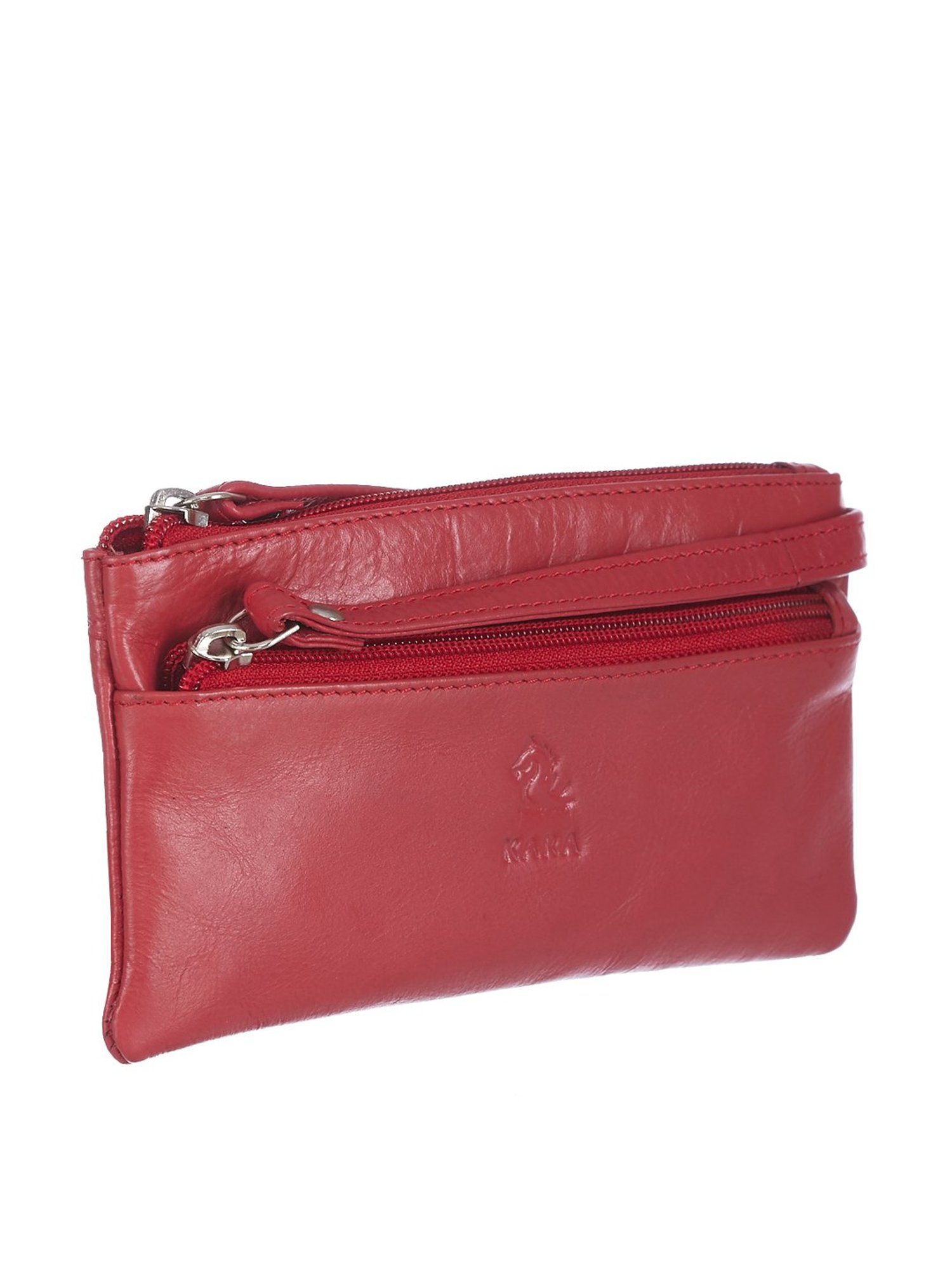 Kara Red Solid Wristlet Pouch for Women
