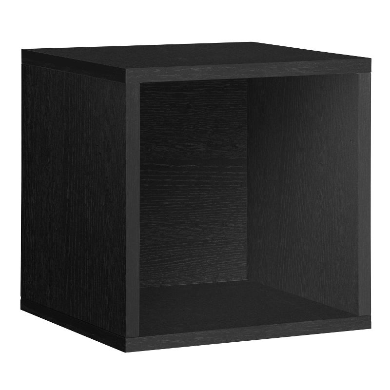 Way Basics Eco Stackable Vinyl Record Storage Cube Black Wood Grain