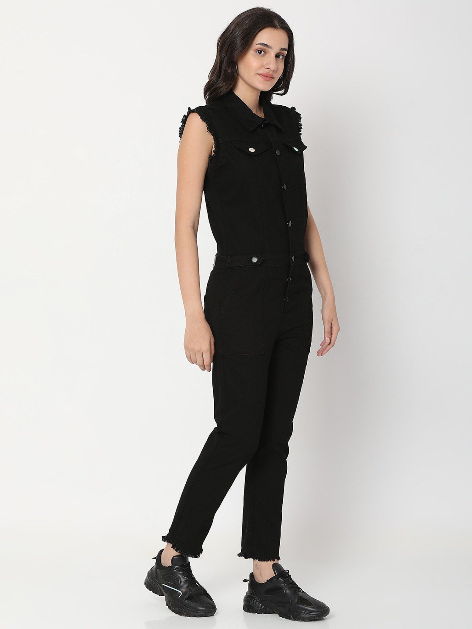 Spykar Black Maxi Jumpsuit