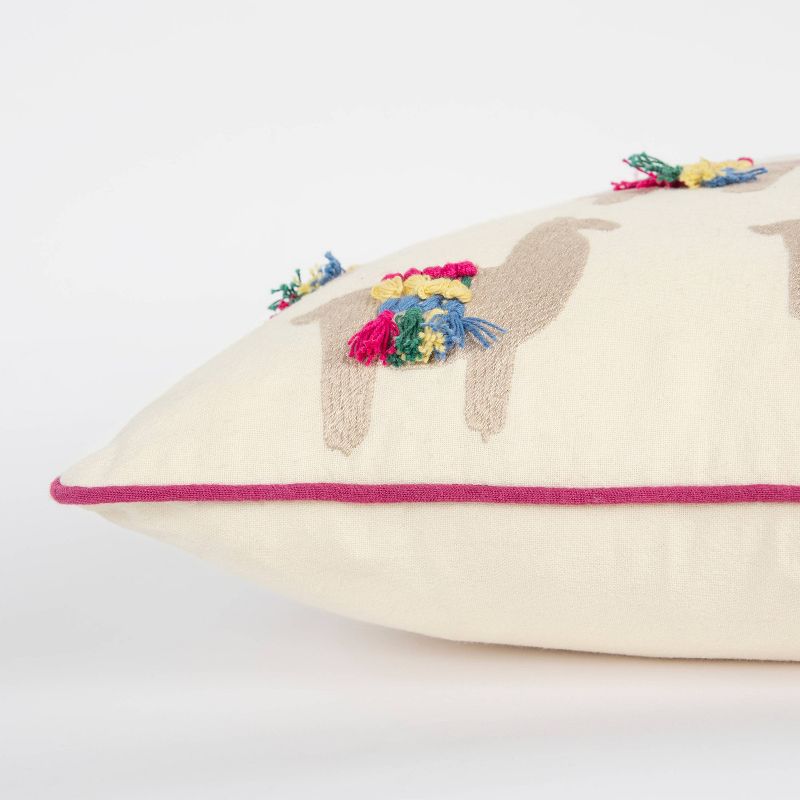 18"x18" Llama Print Square Throw Pillow Off White - Rizzy Home