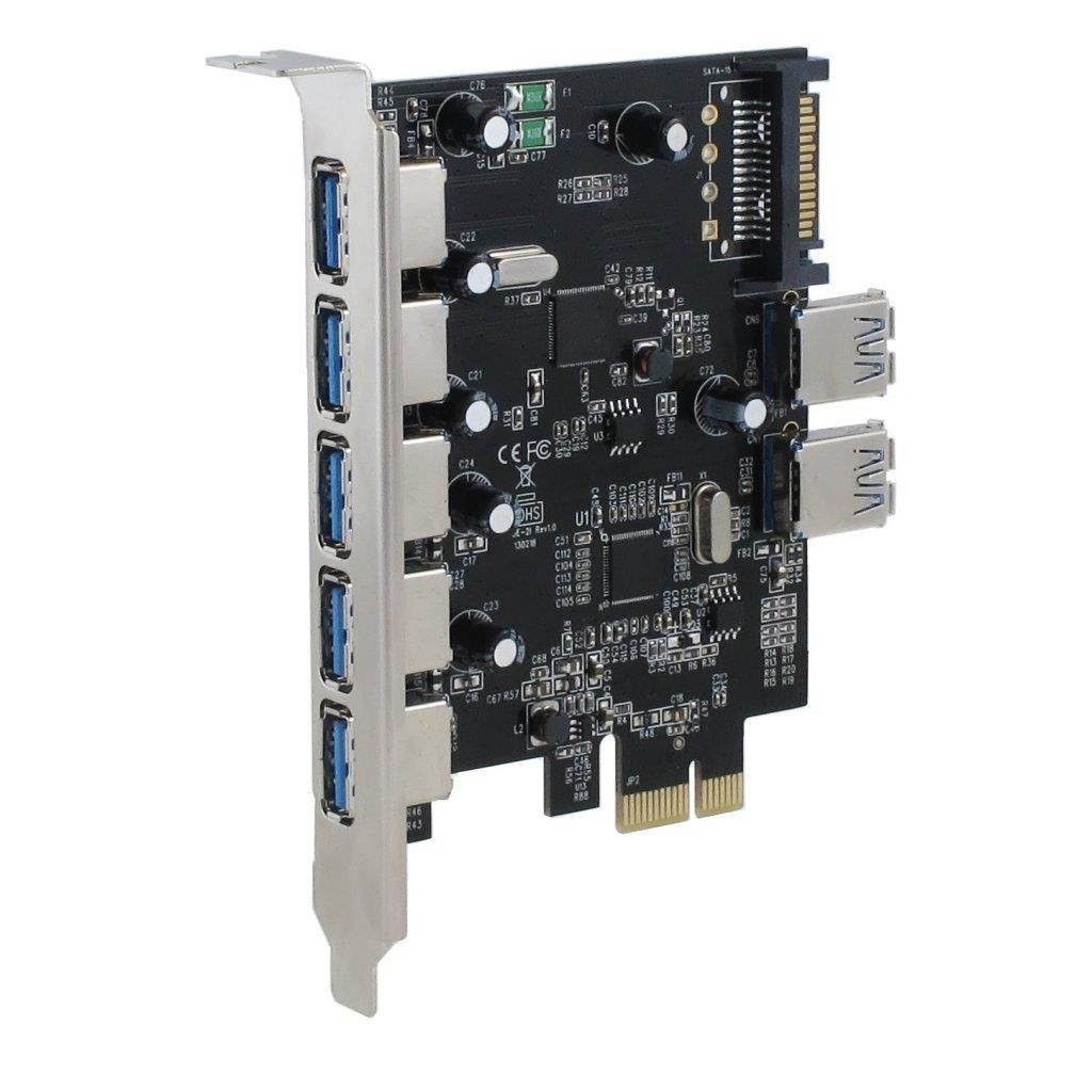 Sedna - PCI Express USB 3.0 7 Port Adapter (Support Win 8 Uasp, Super Fast Speed), SATA Power connector