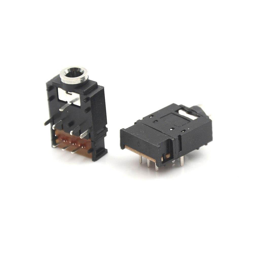 5Pcs/lot 3.5mm Stereo Audio Jack Socket 3.5 Dual Track Headphone  8Pins With Switch Connector