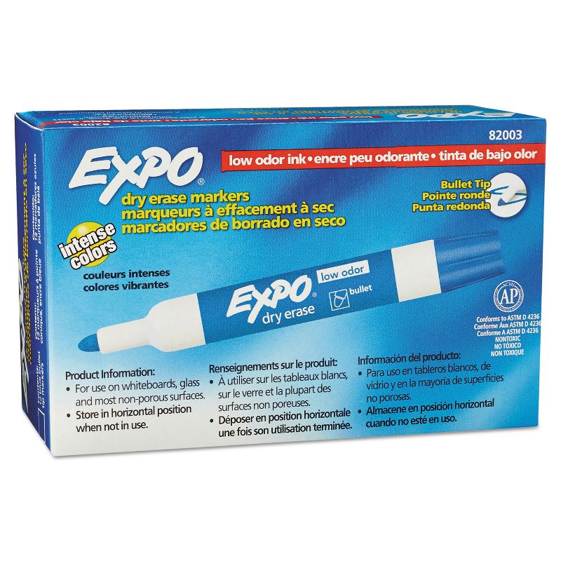 EXPO Low Odor Dry Erase Marker Bullet Tip Blue Dozen 82003