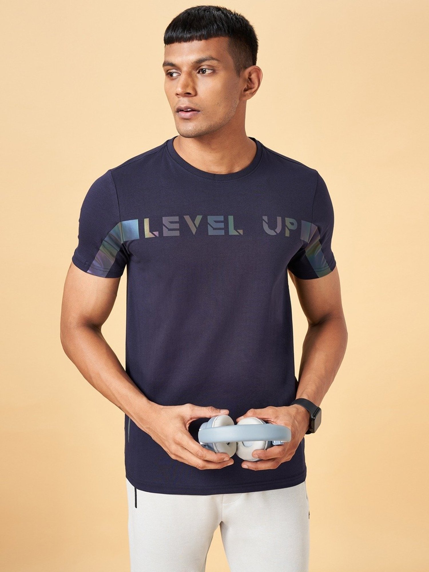 Ajile by Pantaloons Navy Slim Fit Printed T-Shirt